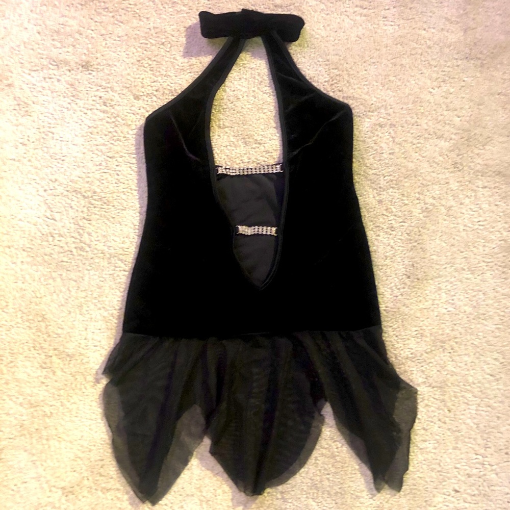 Velvet and Mesh Top with Crystal